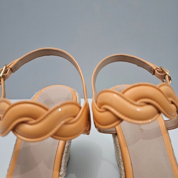 NEW Stuart Weitzman Twist Sandal Size 10 Mango Orange Leather Wedge Espadrille - Picture 7 of 13